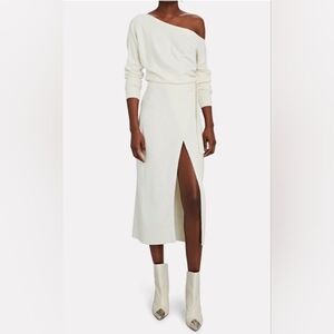 NWT Intermix Rosalee One Shoulder Sweater Dress Ivory Sz M